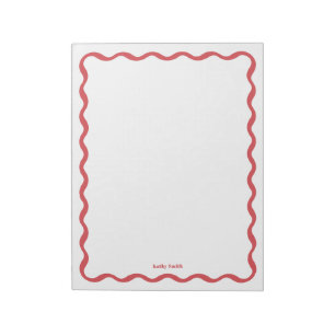 Retro Wavy Stylish Red Personalized Stationery Notepad