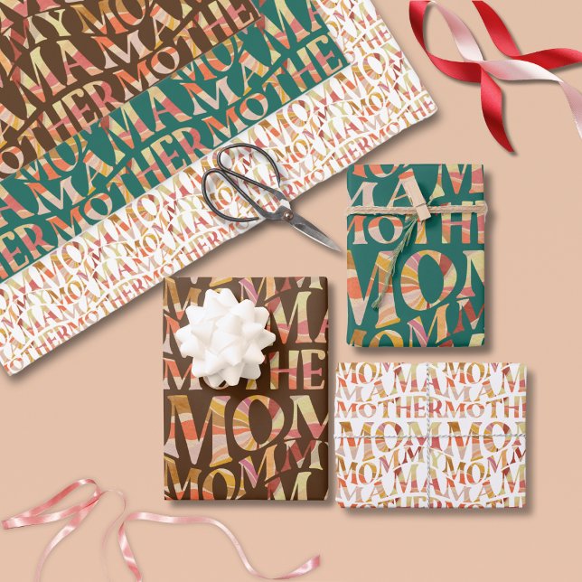 Retro Wavy Summer Sunset Vibes Mother's Day Wrapping Paper Sheets (Creator Uploaded)