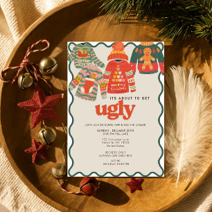 Retro Wavy Ugly Sweater Christmas Holiday Party  Invitation