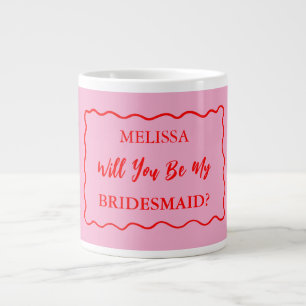 Retro Wavy Will You Be My Bridesmaid Proposal 20oz Giant Coffee Mug