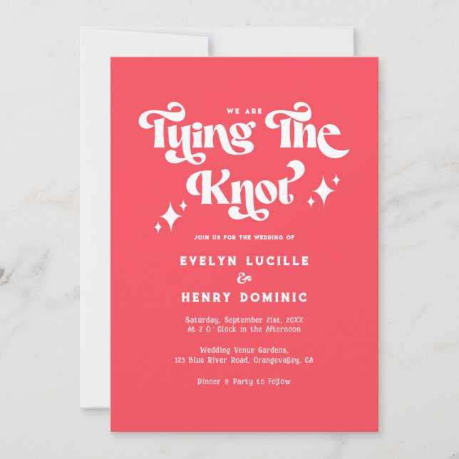 Retro We are Tying the knot Red Wedding Invitation (Front)