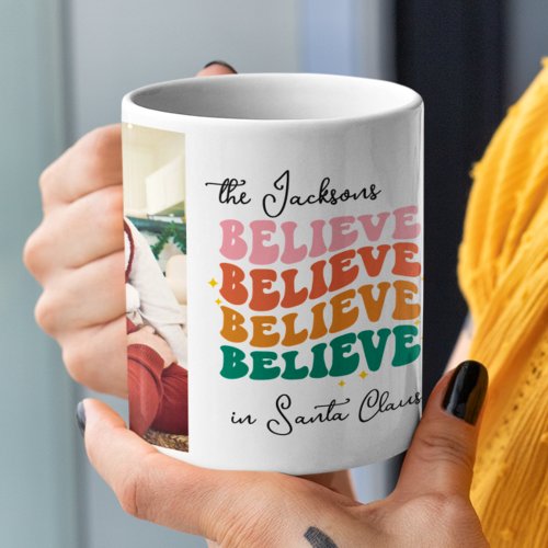 Retro we believe in Santa Claus Christmas 2 photos Coffee Mug