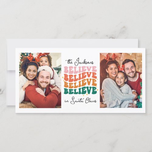 Retro we believe in Santa Claus Christmas family Holiday Card