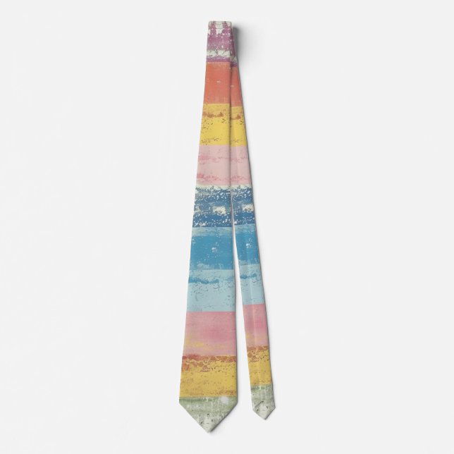 Retro Weathered Rainbow Striped Neck Tie (Front)