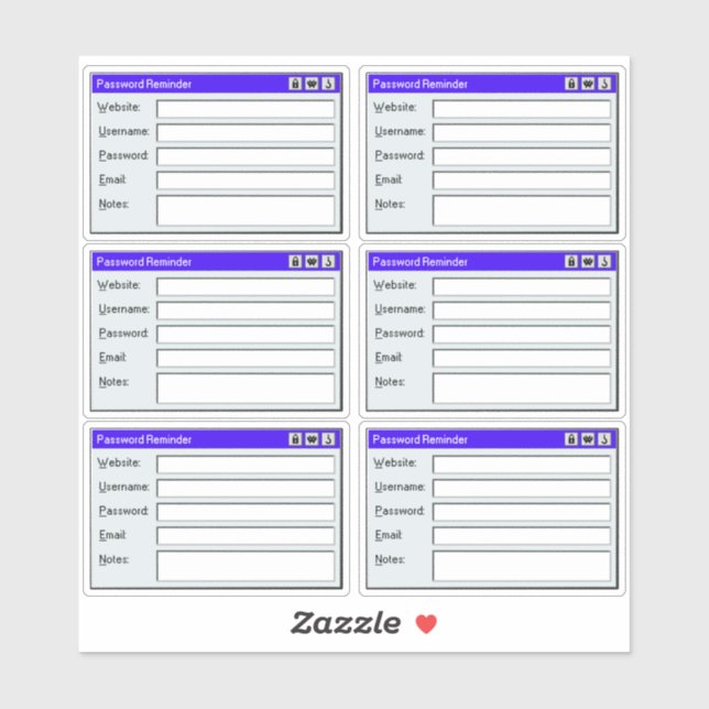 Retro Web Page Username Log Password Tracker  Sticker (Sheet)