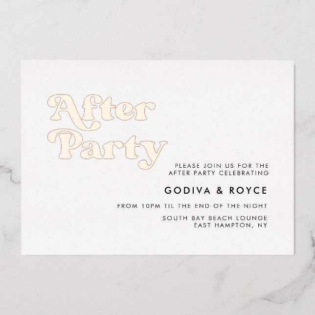 Retro Wedding After Party Foil Invitation (Front)