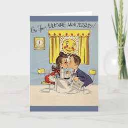 Retro Wedding Anniversary Greeting Card | Zazzle