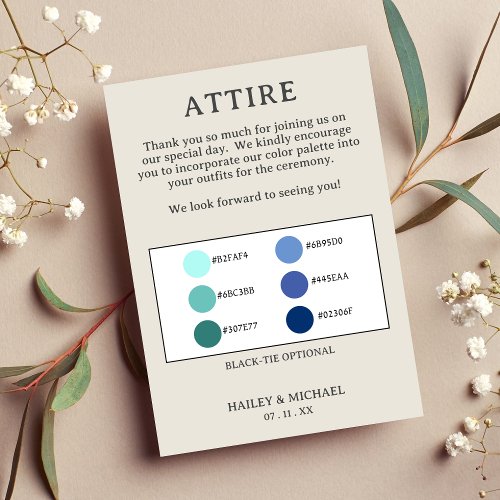 Retro Wedding Attire Color Palette Enclosure Card