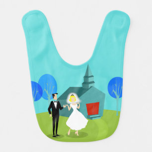 Retro Wedding Couple Baby Bib