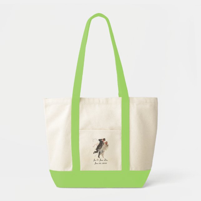 RETRO WEDDING COUPLE ~ PERSONALIZED SHOPPING TOTE (Front)