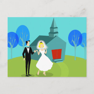 Retro Wedding Couple Postcard