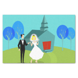 Retro Wedding Couple Tissue Paper