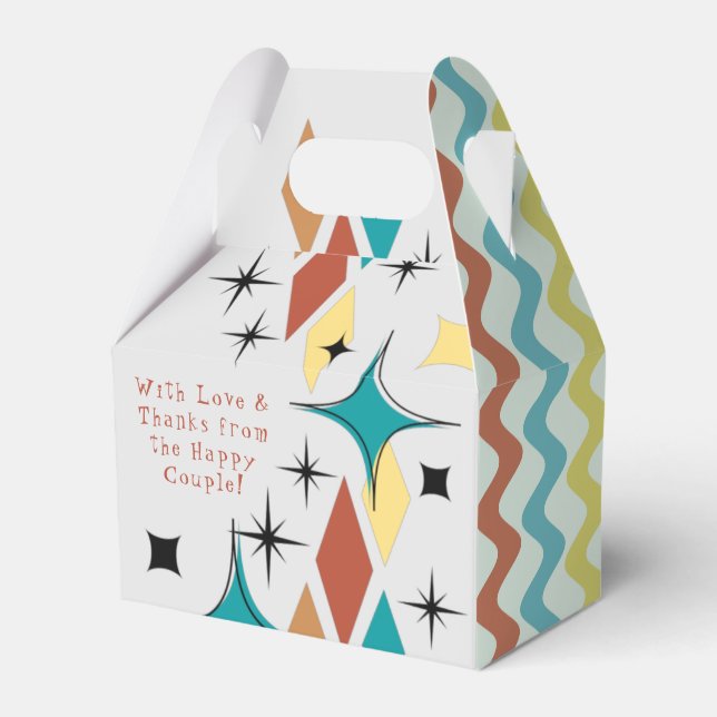 Retro Wedding Gable Favor Box (Front Side)