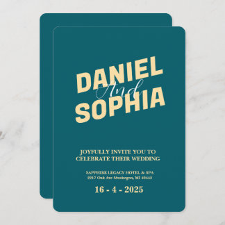 Retro wedding invitation card Blue