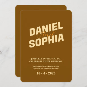 Retro wedding invitation card brown