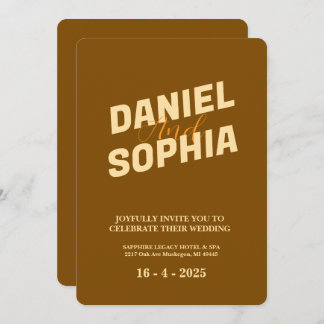 Retro wedding invitation card brown