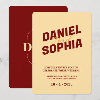 Retro wedding invitation card Cream 