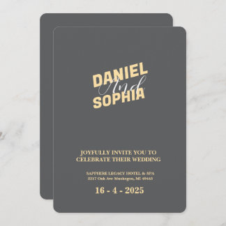 Retro wedding invitation card gray