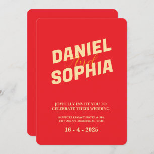 Retro wedding invitation card Red