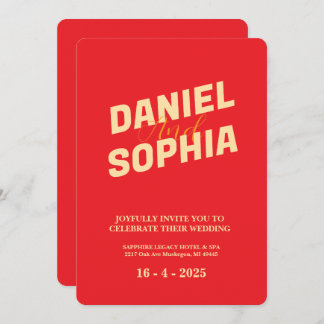 Retro wedding invitation card Red