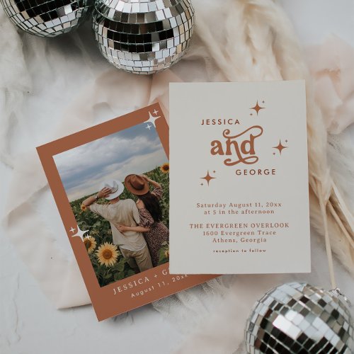 Retro Wedding Invite Terracotta Boho Invitation