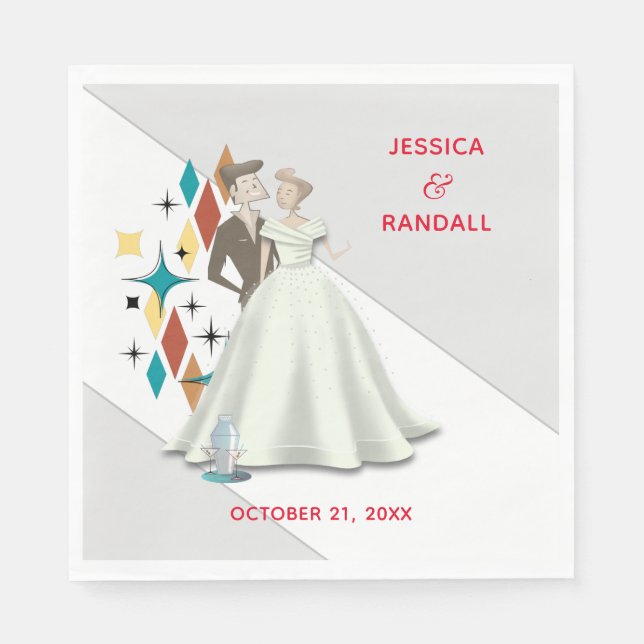 Retro Wedding Paper Napkin (Front)