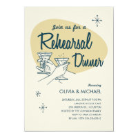 Retro Wedding Rehearsal Dinner Invitations