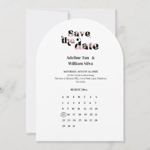 Retro Wedding Save the Date Calendar 70s themed Invitation