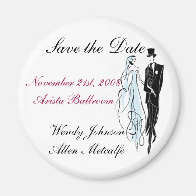 Retro Wedding, Save the Date - Customized Magnet (Front)