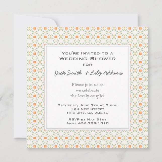 Retro Wedding Shower Invitation - Orange (Front)