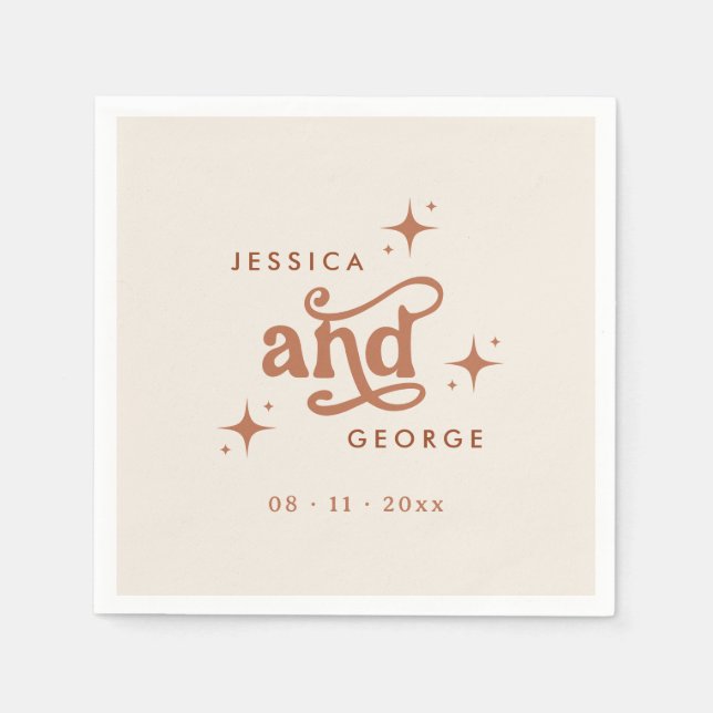 Retro Wedding, Terracotta Boho Napkins (Front)