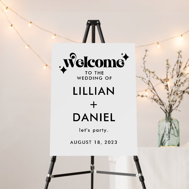 Retro Wedding Welcome Sign (In Situ (Stand))