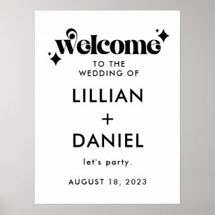 Retro Wedding Welcome Sign