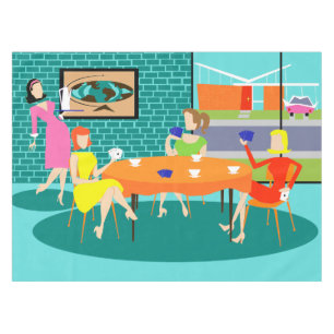 Retro Weekly Women's Card Game Tablecloth