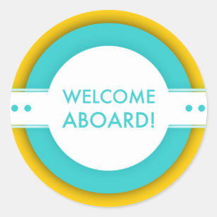 retro welcome aboard classic round sticker