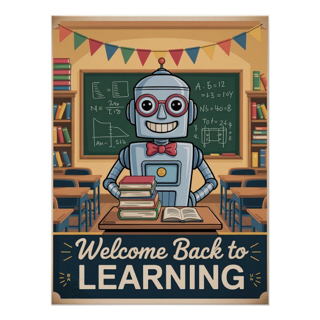Retro “Welcome Back to Learning” Printable Poster  (Front)