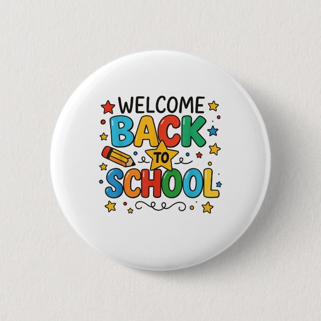 Retro Welcome Back To School Teacher Appreciation  Button (Front)