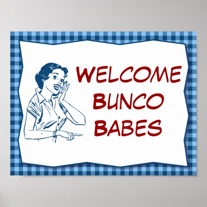 Retro Welcome Bunco Babes Sign Print