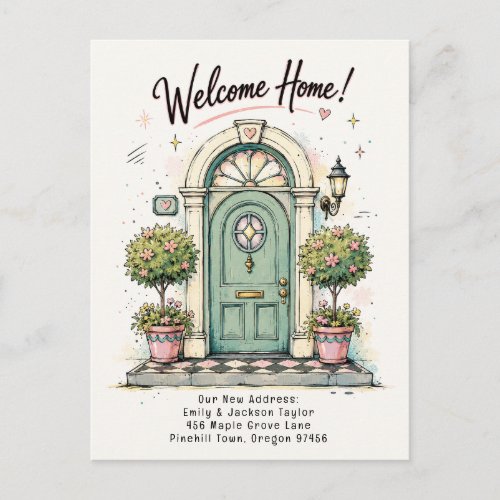 Retro Welcome Home New Address Postcard