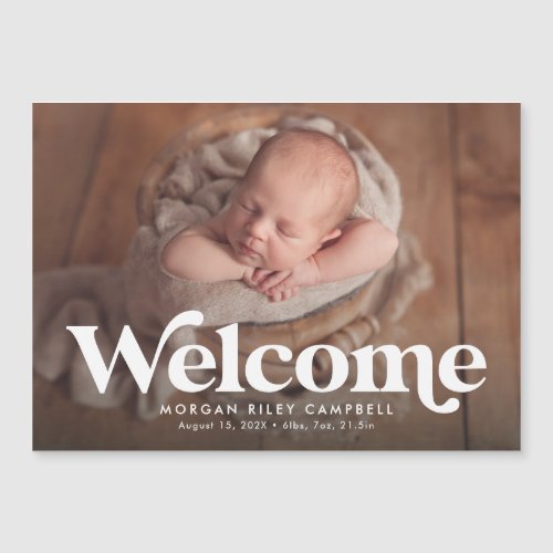 Retro welcome simple birth announcement magnet