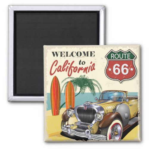 Retro Welcome to California Route 66 poster Magnet