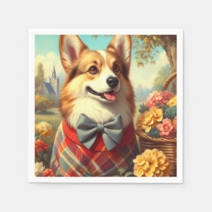 Retro Welsh Corgi Cardigan Painting Napkins