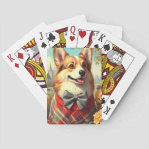 Retro Welsh Corgi Cardigan Painting Poker Cards