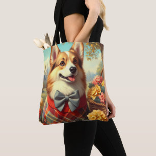 Retro Welsh Corgi Cardigan Painting Tote Bag