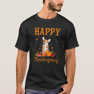 Retro Welsh Corgi Happy Thanksgiving Matching Fami T-Shirt