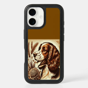 Retro Welsh Springer Spaniel Brown White Art iPhone 16 Case