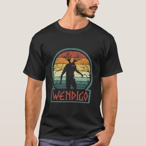 Retro Wendigo Cool Vintage Skinwalker Cryptid Mons T_Shirt