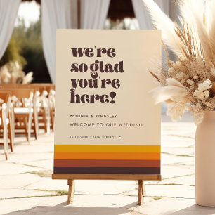 Retro We're So Glad You're Here Welcome Sign