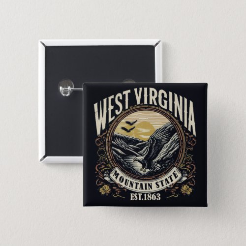 Retro West Virginia Button