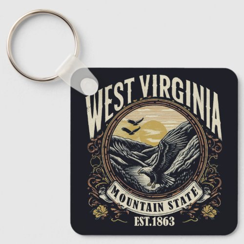 Retro West Virginia Keychain